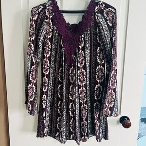 Socialite Purple and White Patterned Tunic